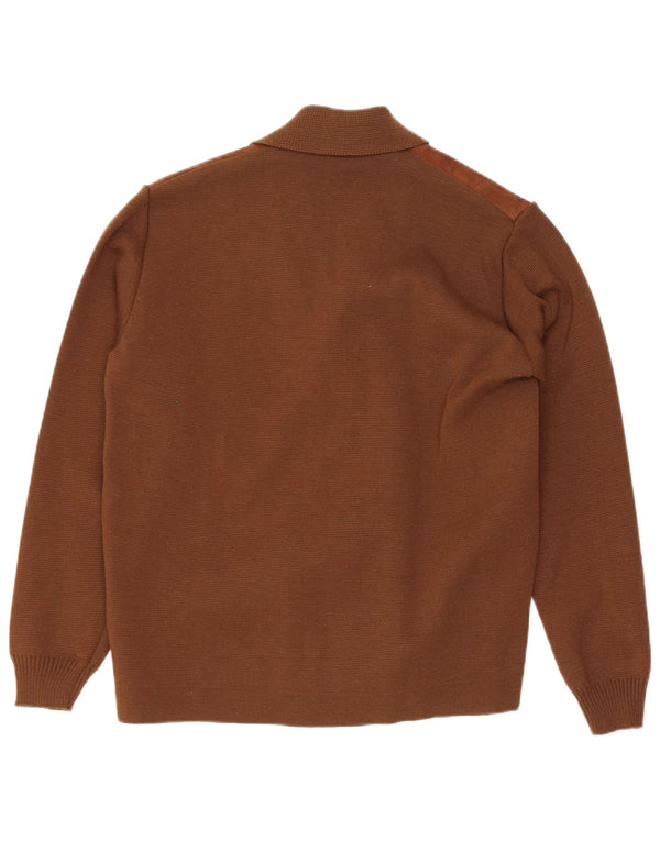 vintage Mens Cardigan Pull Petit Brun