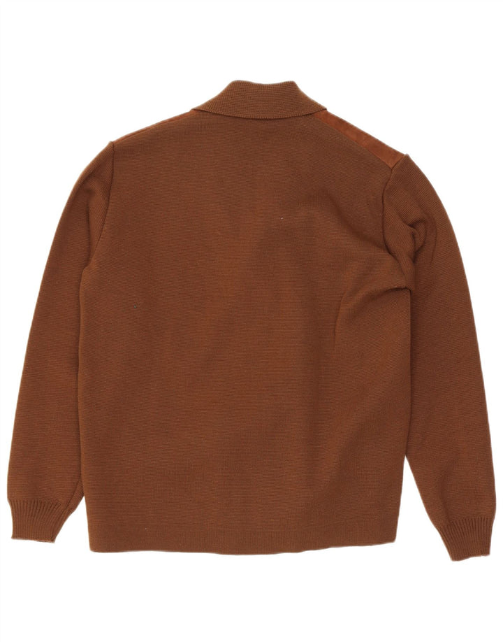vintage Mens Cardigan Pull Petit Brun