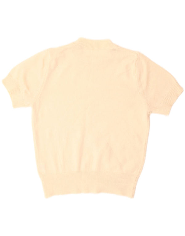 Shein Womens Short Sleeve Crew Neck Jumper Sweater UK 10 Small Beige