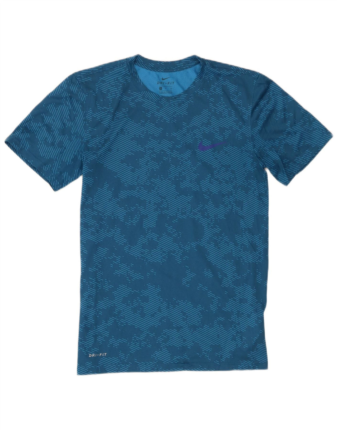 Nike Hommes Dri Fit T-Shirt Haut Petit Bleu Camouflage Polyester