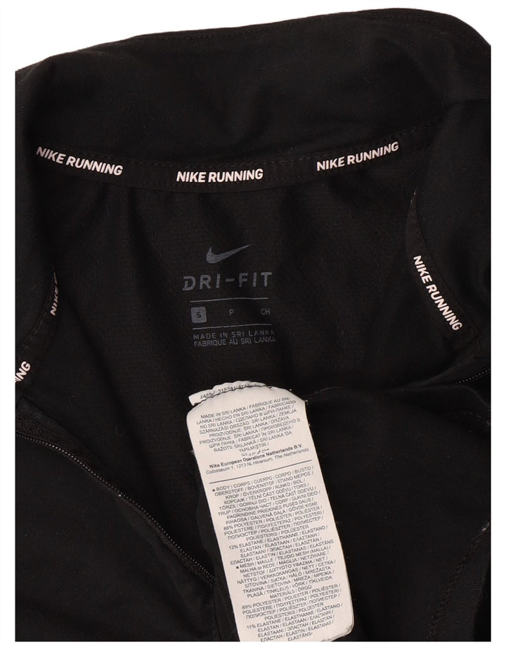 NIKE Haut de survêtement Dri Fit à col zippé pour femme UK 10 Small Noir