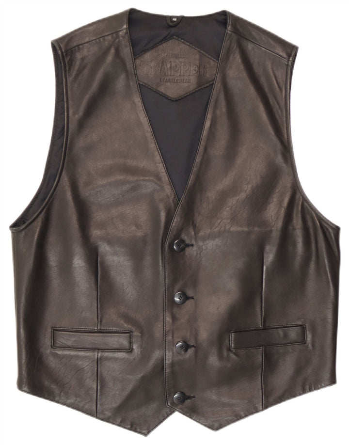 Trapper Gilet en cuir pour homme IT 48 Cuir noir moyen