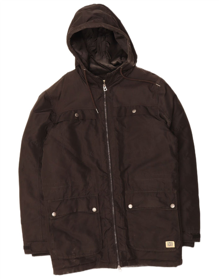 JACK & JONES Mens Hooded Utility Jacket UK 40 Large Black Polyester