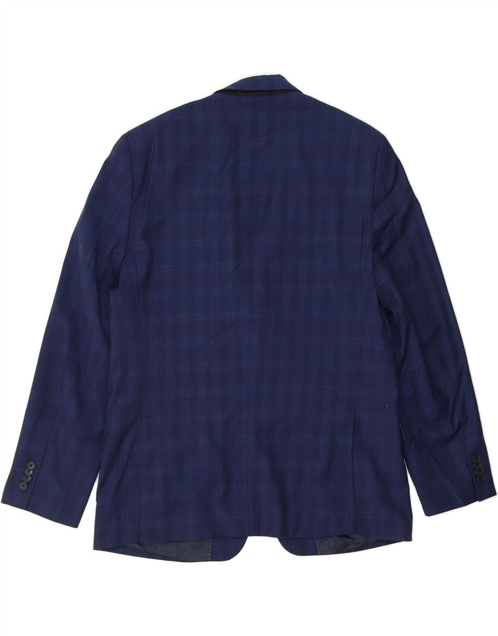 TOMMY HILFIGER Mens 2 Button Blazer Jacket UK 42 XL Navy Blue Check Wool Vintage Tommy Hilfiger and Second-Hand Tommy Hilfiger from Messina Hembry 