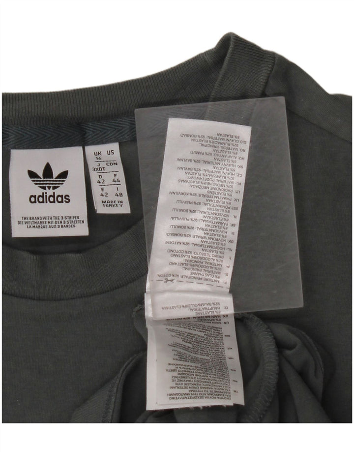 ADIDAS T-shirt graphique pour femme UK 16 Large Gris Coton