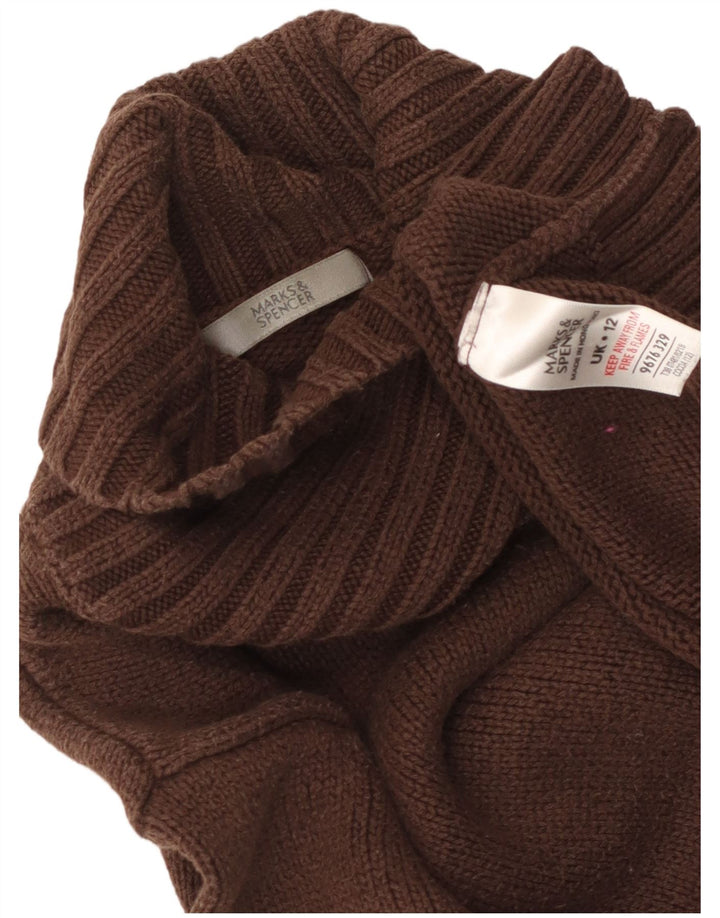 Marks & Spencer Pull court à col roulé pour femme UK 12 Marron moyen