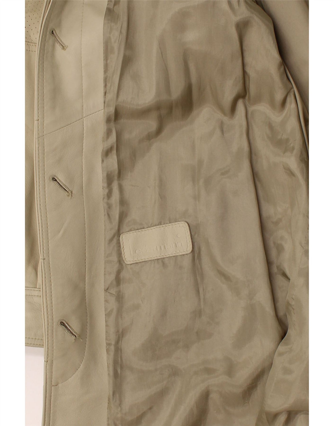 VINTAGE Manteau en cuir femme UK 18 XL Beige