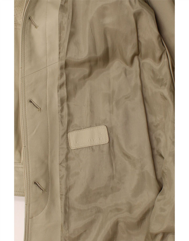 VINTAGE Manteau en cuir femme UK 18 XL Beige