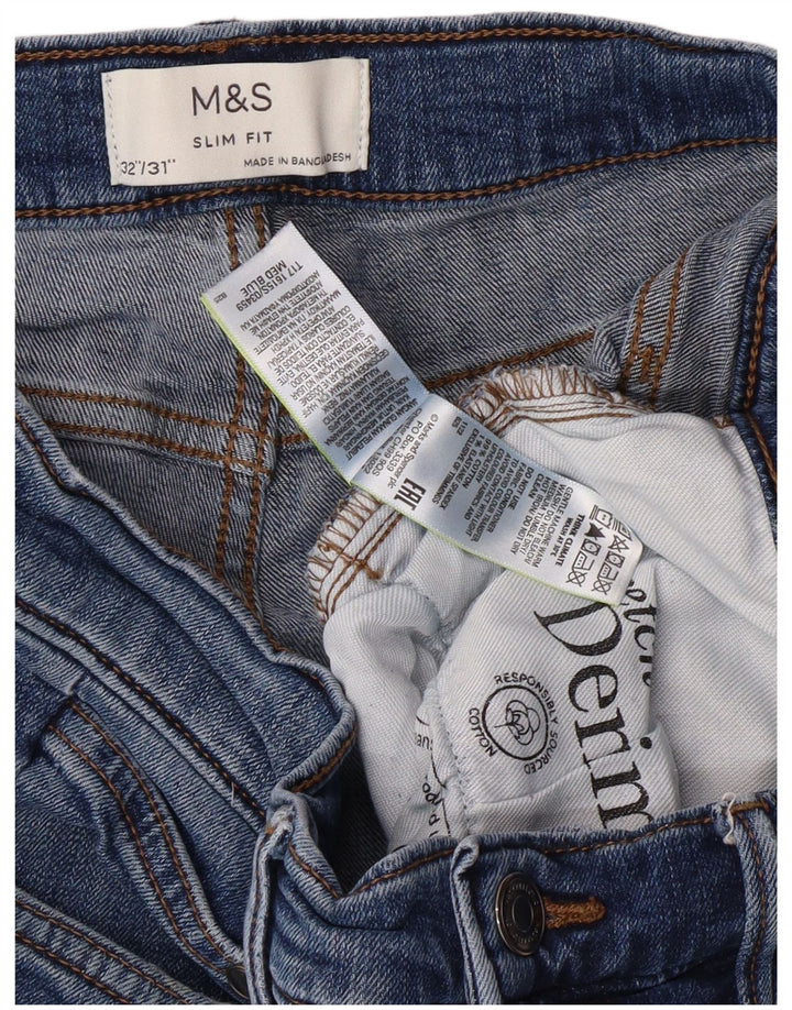 MARKS & SPENCER Jean Slim Homme W32 L29 Bleu Coton Classique