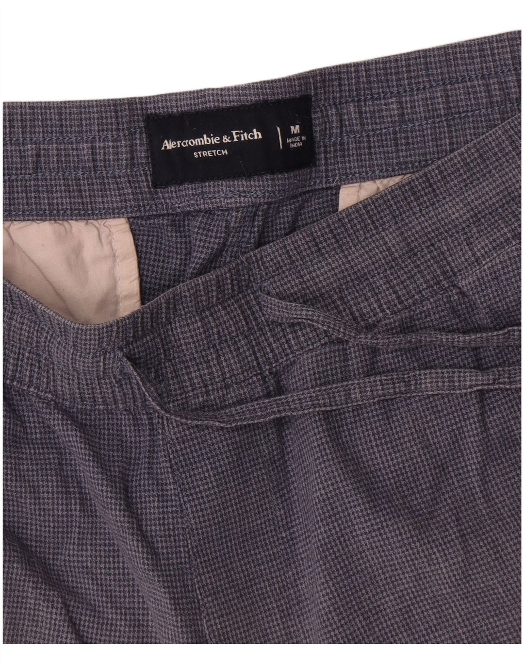 Abercrombie & Fitch Short Chino Femme Moyen W32 Bleu Marine Pied-de-Poule