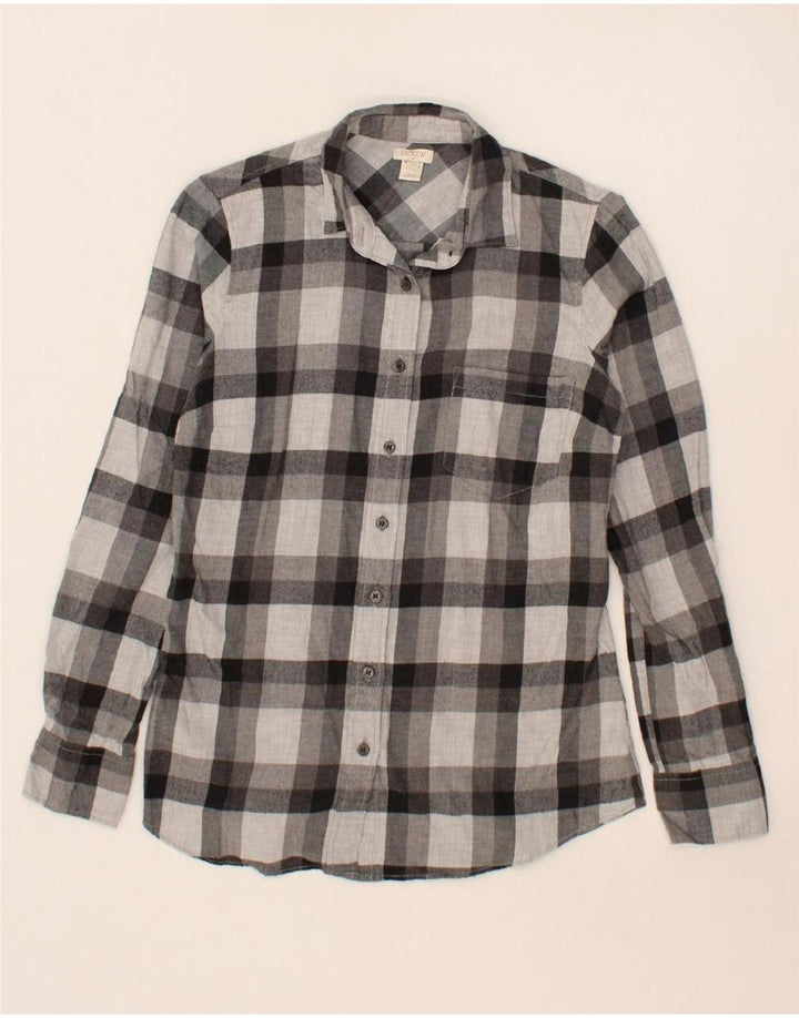 J. CREW Womens Wrap Shirt UK 6 XS Grey Check Cotton Vintage J. Crew and Second-Hand J. Crew from Messina Hembry 
