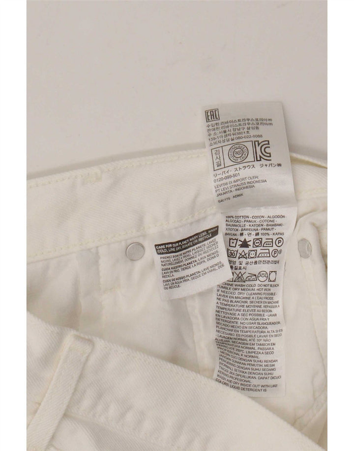 Levi's Short en Jean 501 Femme W28 Coton Blanc Moyen