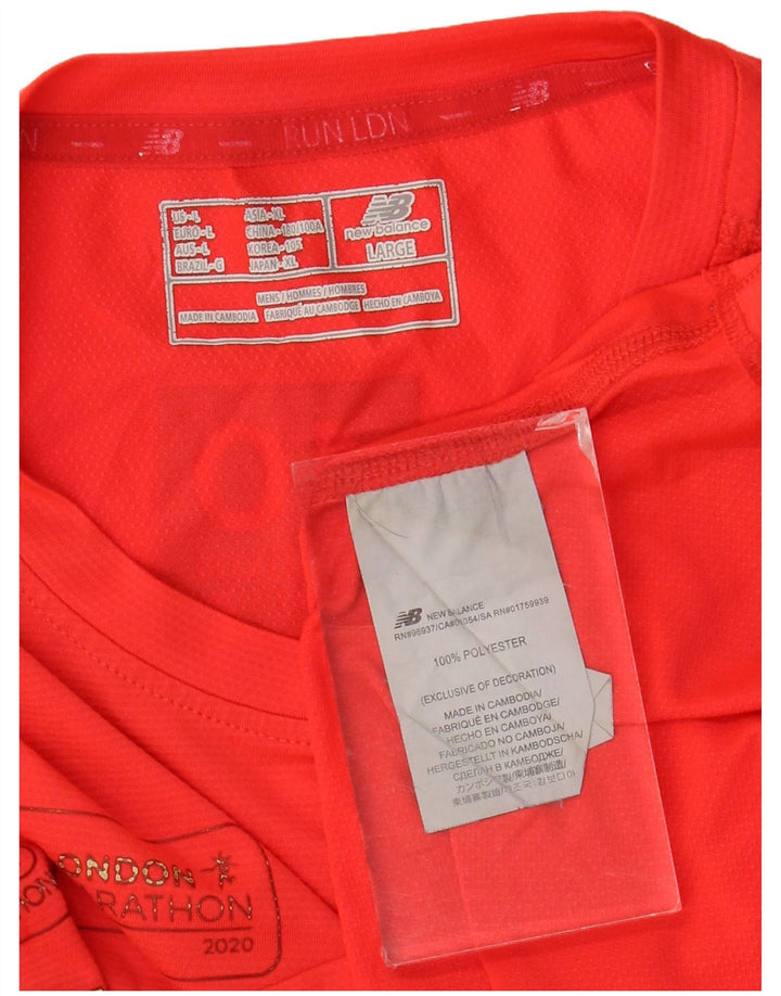 New Balance T-Shirt Graphique Homme Haut Large Rouge Polyester