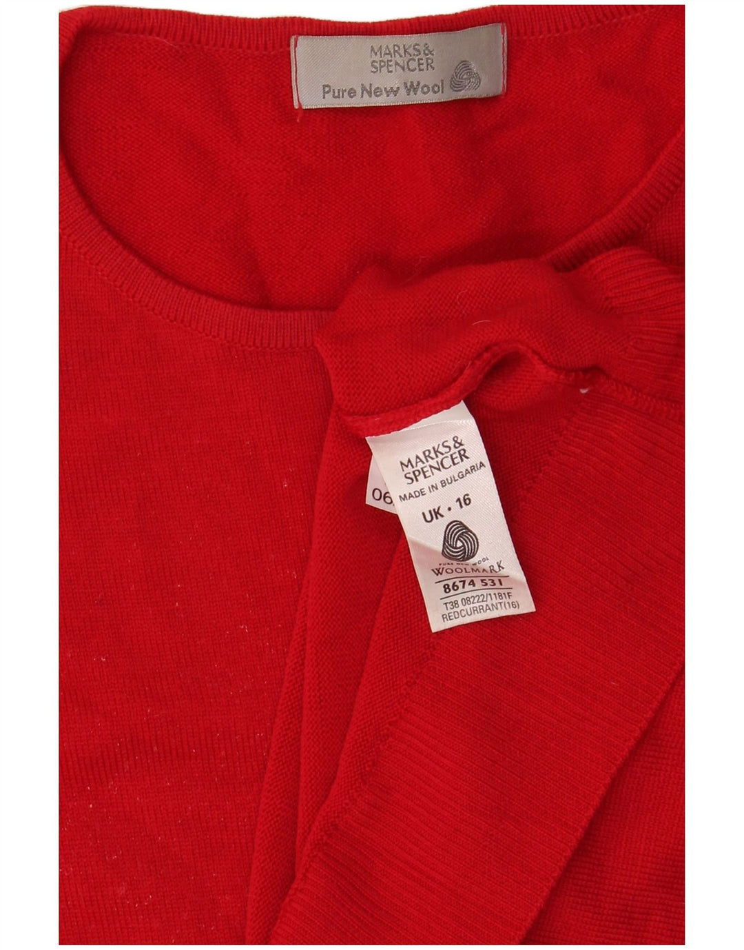 Marks & Spencer Pull col bateau pour femme UK 16 Grande laine rouge