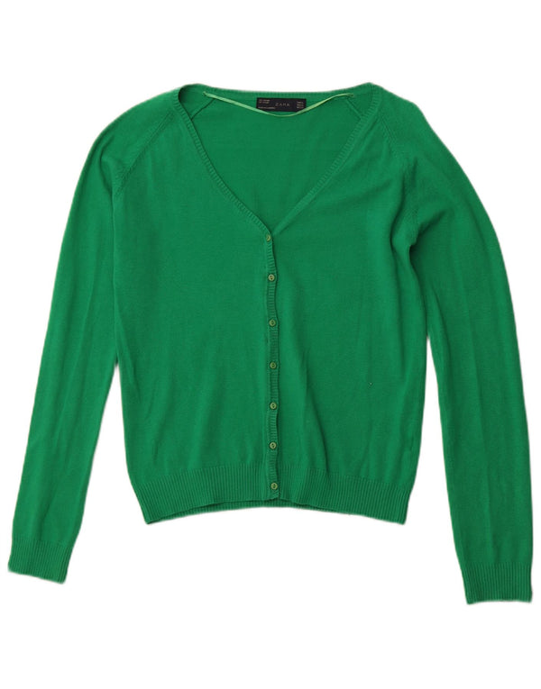 ZARA Femme Cardigan Pull UK 18 XL Vert Coton