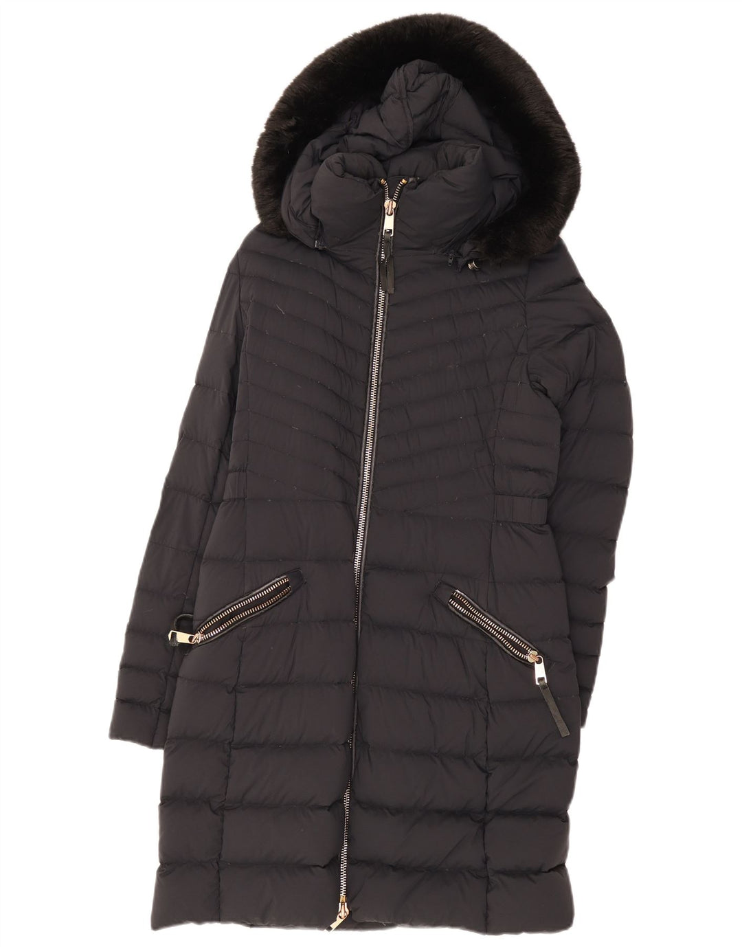 Tommy Hilfiger Manteau rembourré à capuche pour femme UK 12 Medium Noir Polyamide