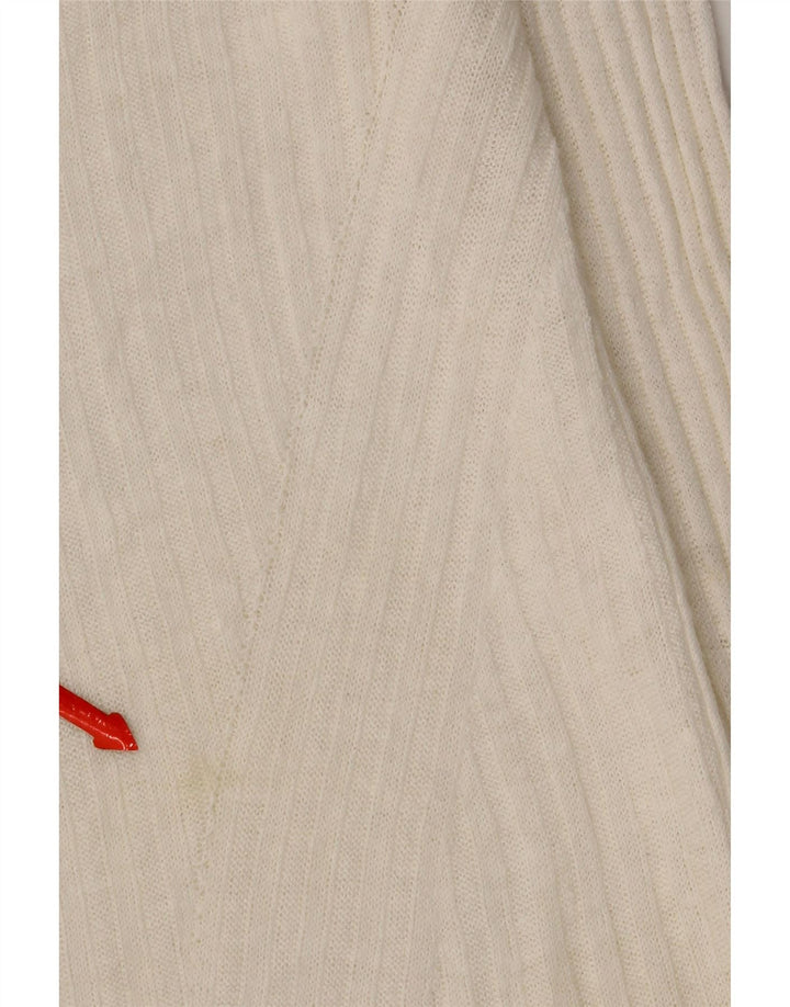 Massimo Dutti Pull Cardigan Femme UK 10 Petit Lin Blanc