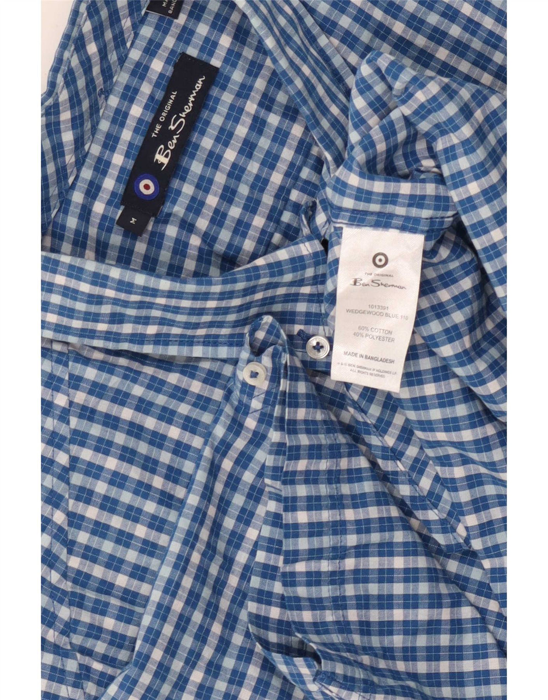 Ben Sherman Chemise à manches courtes pour homme en coton à carreaux bleu moyen