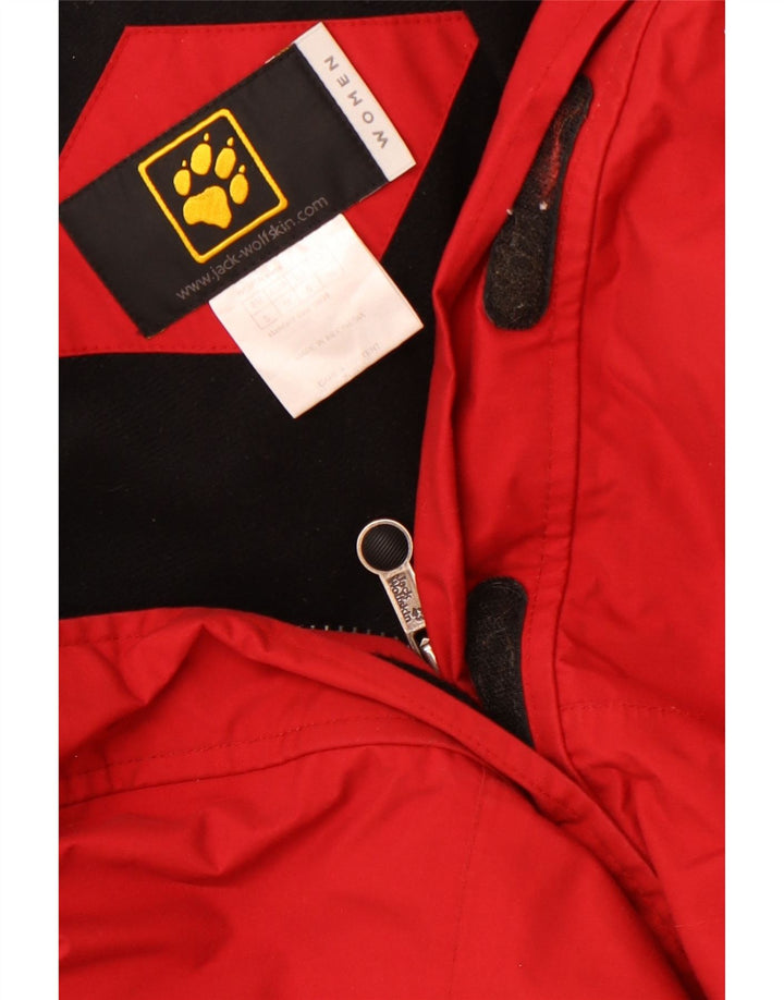 Jack Wolfskin Veste coupe-vent à capuche pour femme UK 10 Small Rouge Colourblock