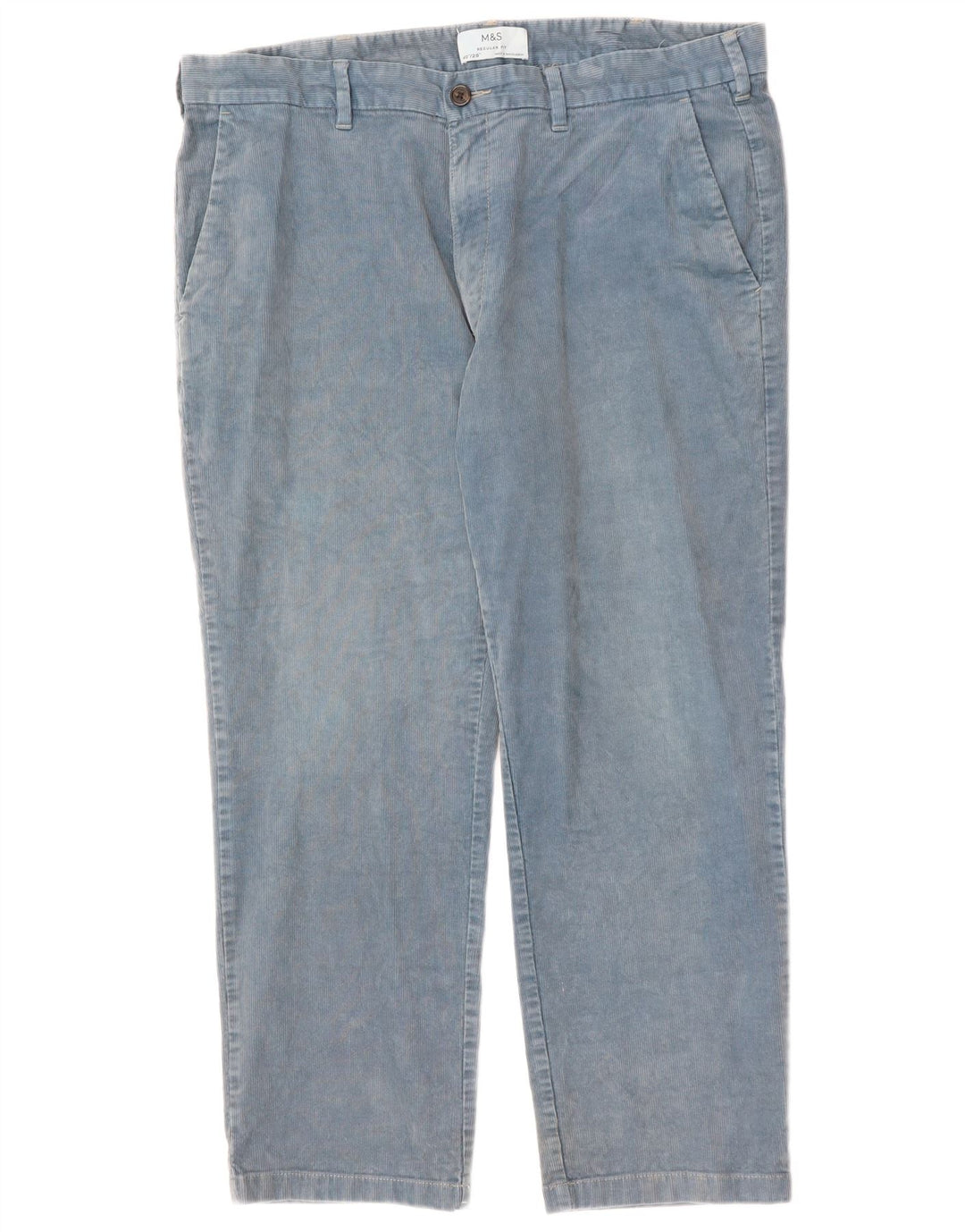 MARKS & SPENCER Pantalon droit en velours côtelé pour homme W40 L29 Bleu