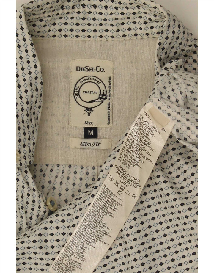 Diesel Chemise Slim Fit Homme Blanc Moyen Argyle/Diamant Coton