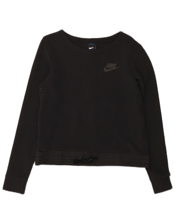 Nike Womens Crop Sweatshirt Jumper UK 10 Petit Noir Coton