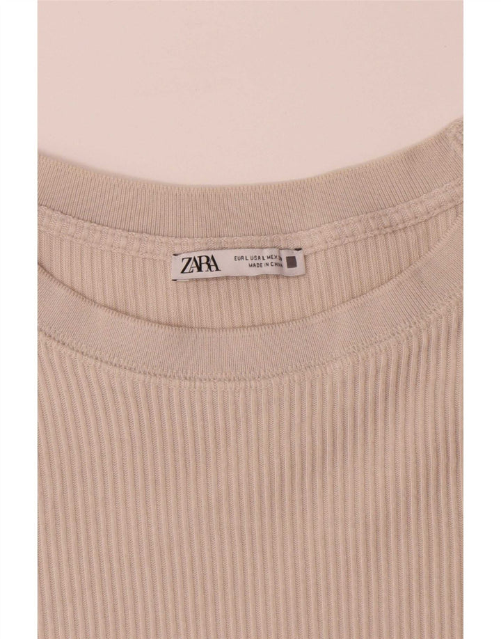 Zara Homme Top Manches Longues Large Beige Polyester