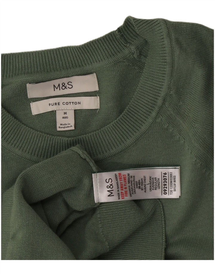Marks & Spencer Pull Col Rond Homme Vert Moyen Coton