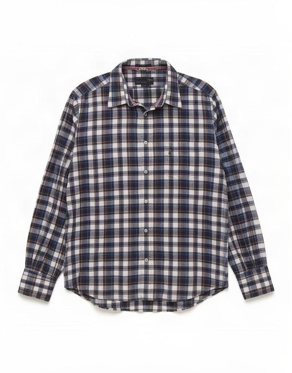 Marlboro Classics Chemise cintrée pour homme XL en coton à carreaux bleu marine