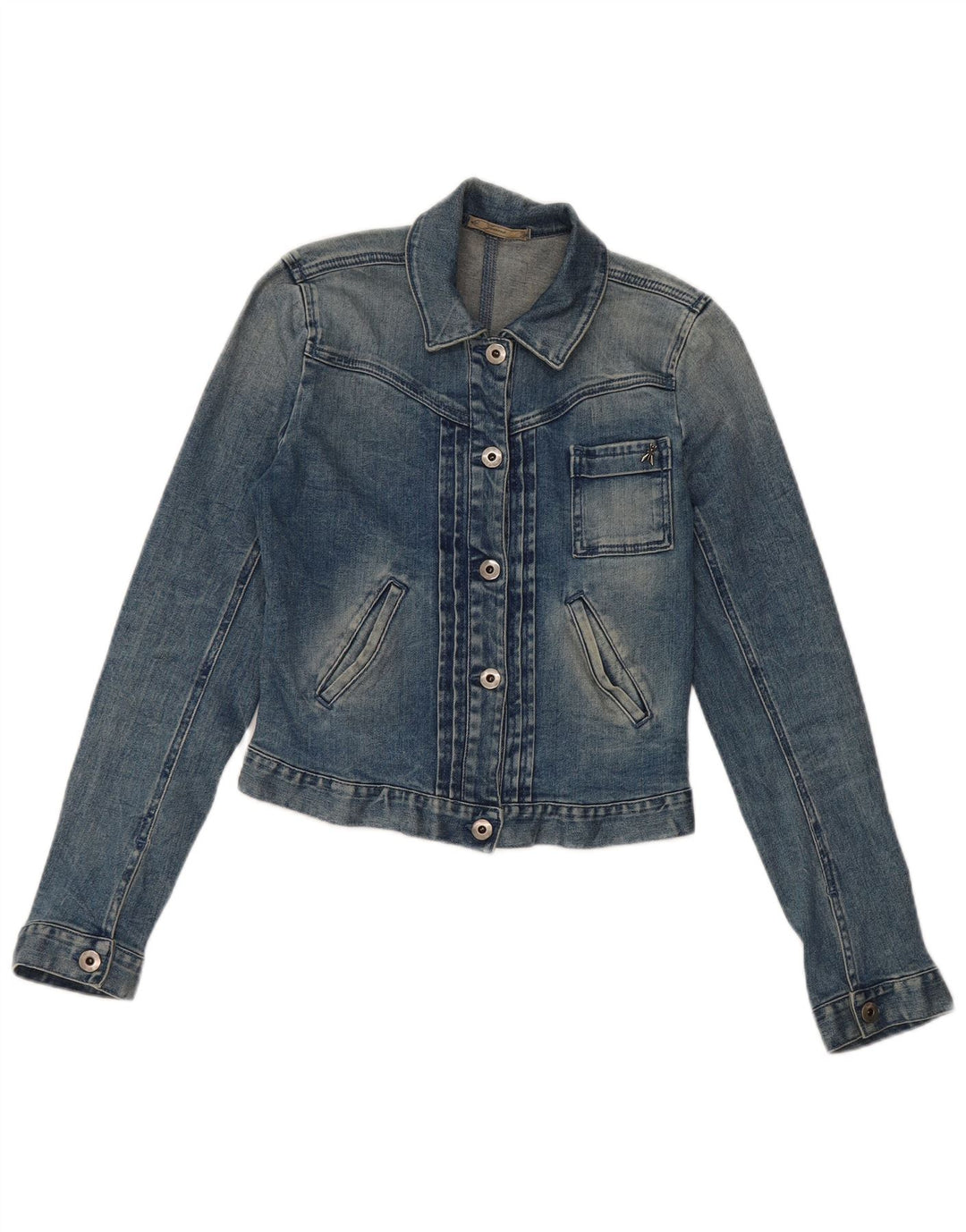 veste en denim crop femme vintage IT 40 petit coton bleu