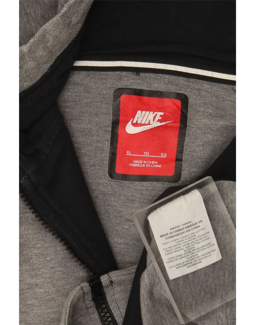 Nike Pull à capuche zippé pour homme XL en coton gris