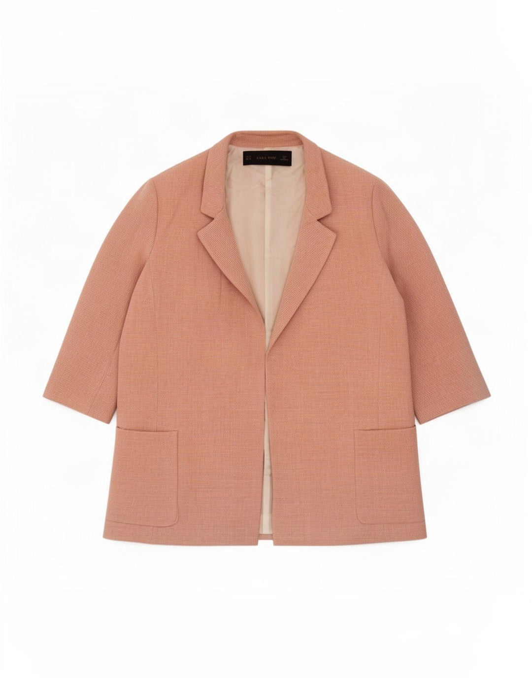 Zara Veste blazer ouverte à manches 3/4 pour femme UK 14 Viscose rose moyen