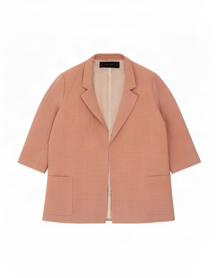 Zara Veste blazer ouverte à manches 3/4 pour femme UK 14 Viscose rose moyen