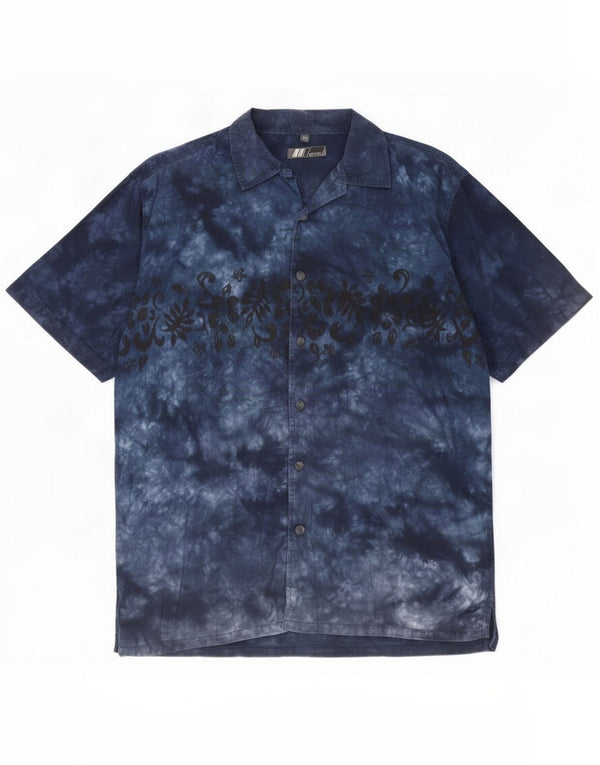 Chemise à manches courtes pour homme Let's Go Taille 41/42 Large Bleu Marine Tie Dye