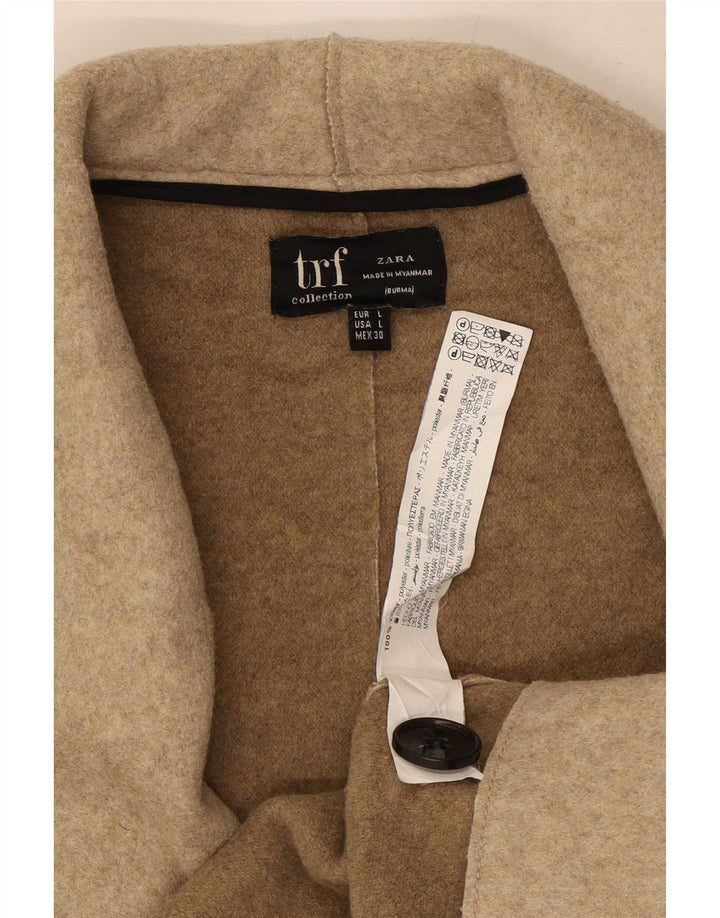 Zara Womens Trafaluc Pardessus UK 16 Large Beige Polyester