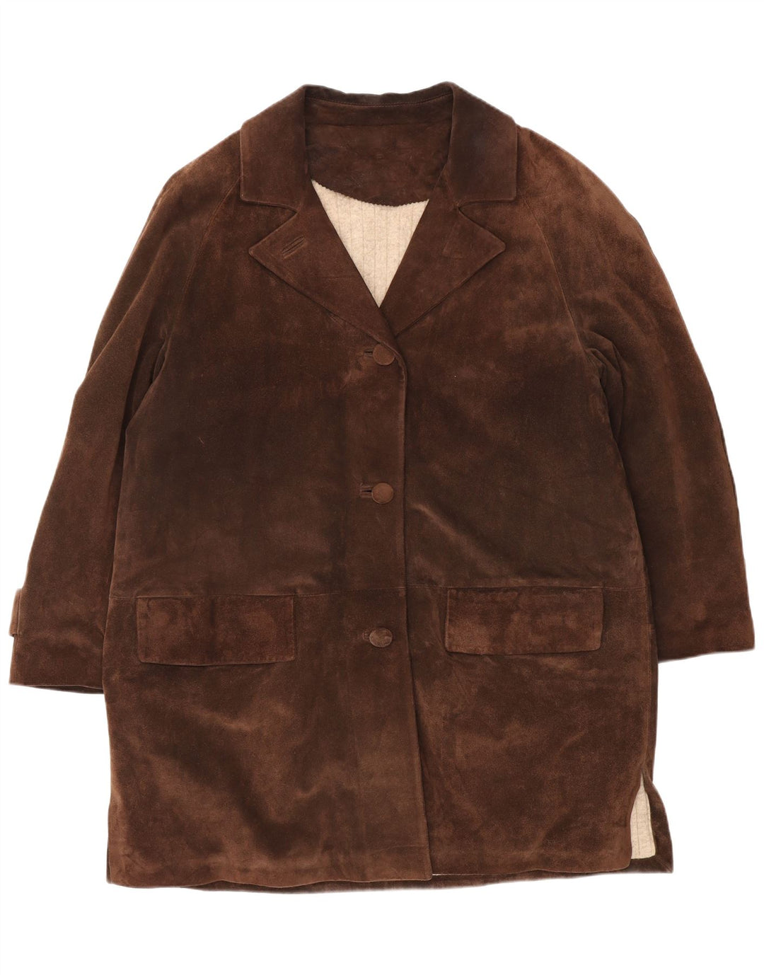 vintage Femmes Surdimensionné Suède Coupe-Vent Manteau UK 18 XL Marron