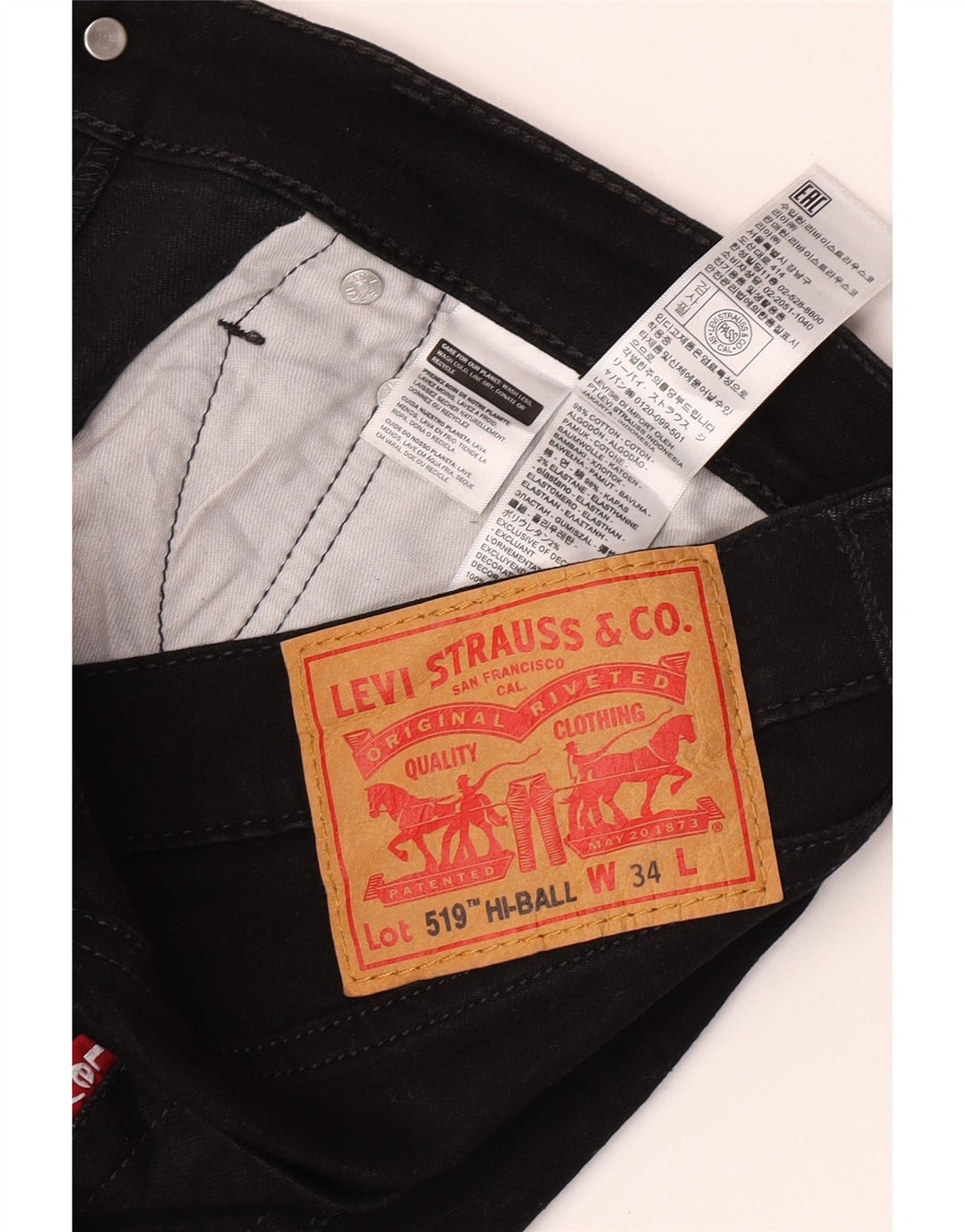 Levi's Jean Slim 519 Hi-Ball Homme Noir W34 L29 Coton