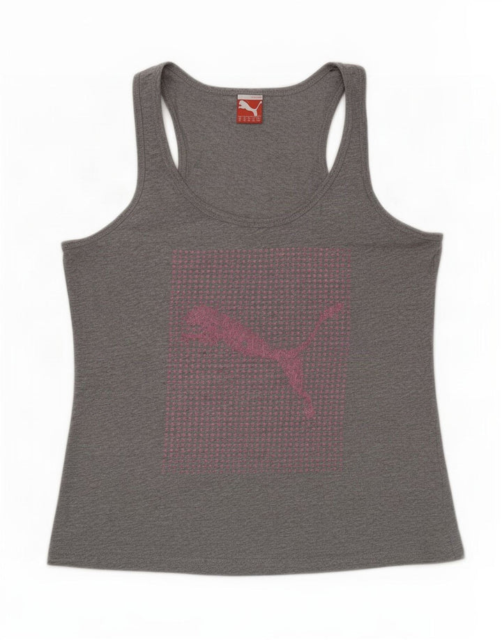 Puma Débardeur graphique pour femme UK 12 Gris moyen Coton