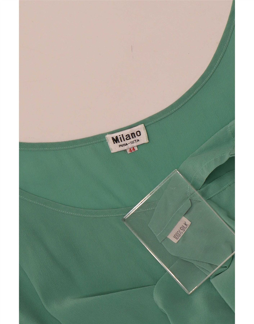vintage Femme Blouse Sans Manches Top IT 44 Soie Vert Moyen