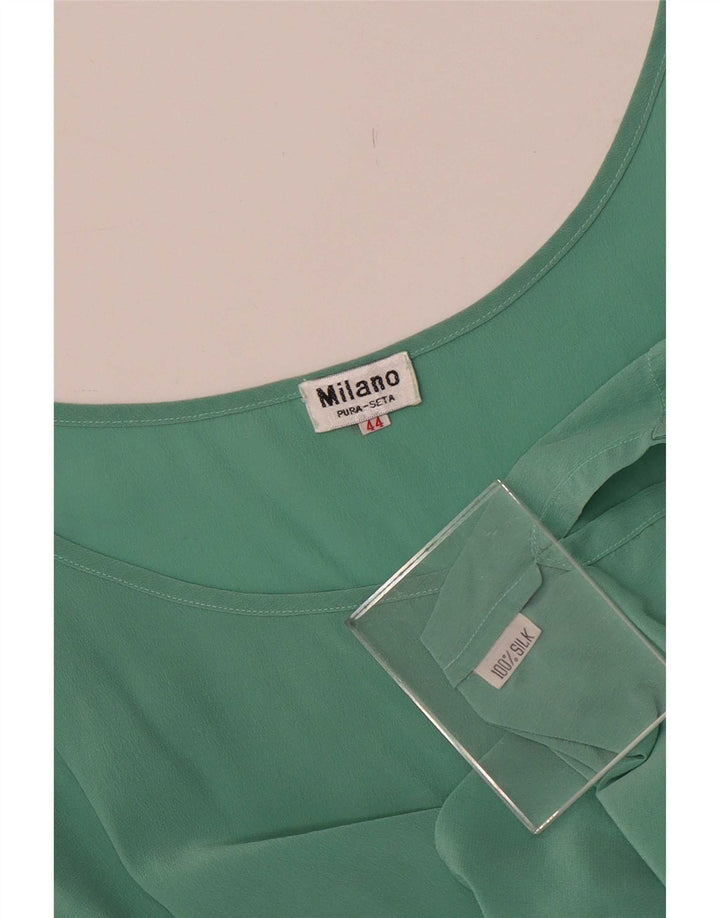 vintage Femme Blouse Sans Manches Top IT 44 Soie Vert Moyen