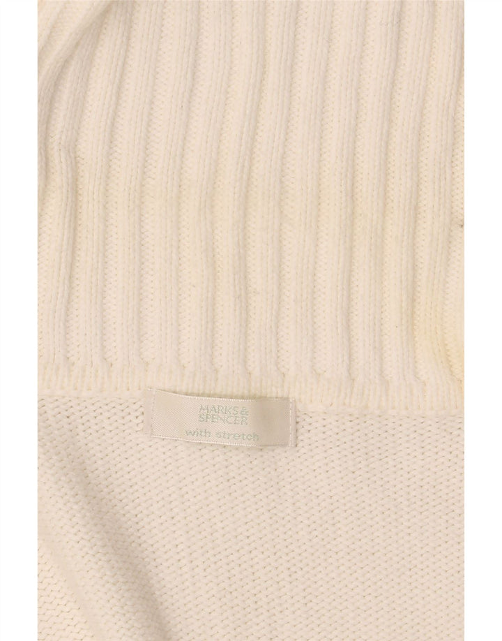 Marks & Spencer Pull cardigan extensible pour femme UK 16 Large Blanc