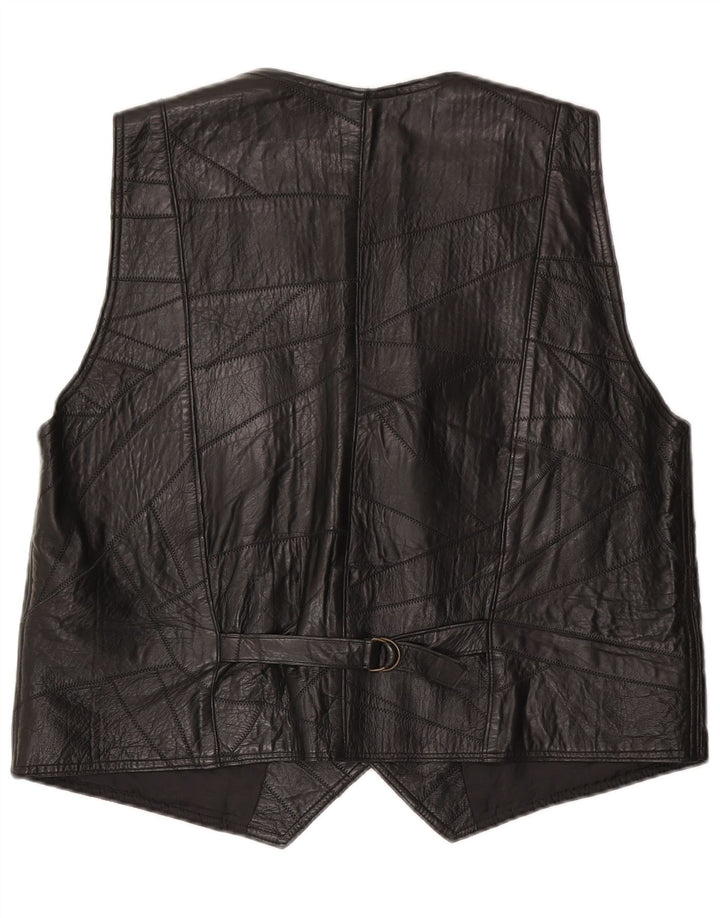 gilet en cuir homme vintage grand noir