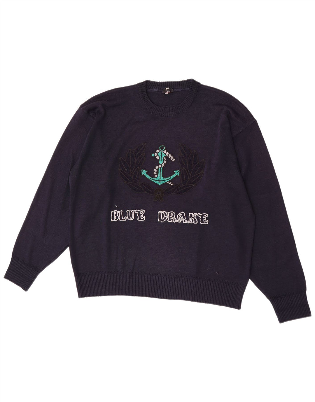 Blue Drake Pull graphique à col rond pour homme Taille L Bleu marine