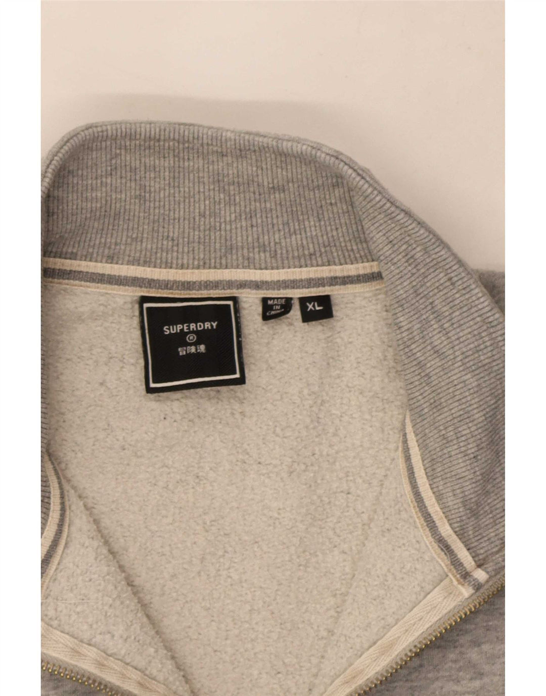 Superdry Pull zippé à col zippé XL Gris Moucheté