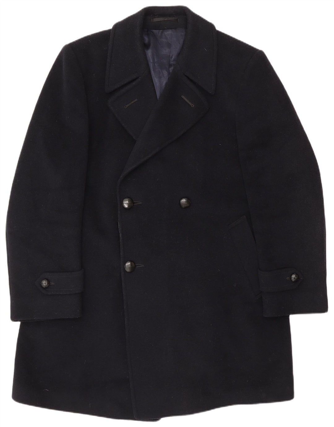 vintage Homme Double Breasted Coat UK 40 Grand Bleu Marine