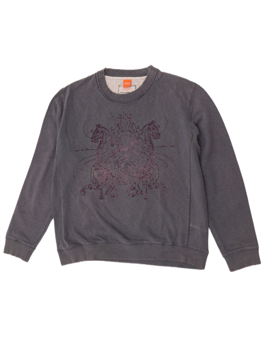 Hugo Boss Homme Graphic Sweatshirt Jumper XL Bleu Marine Coton
