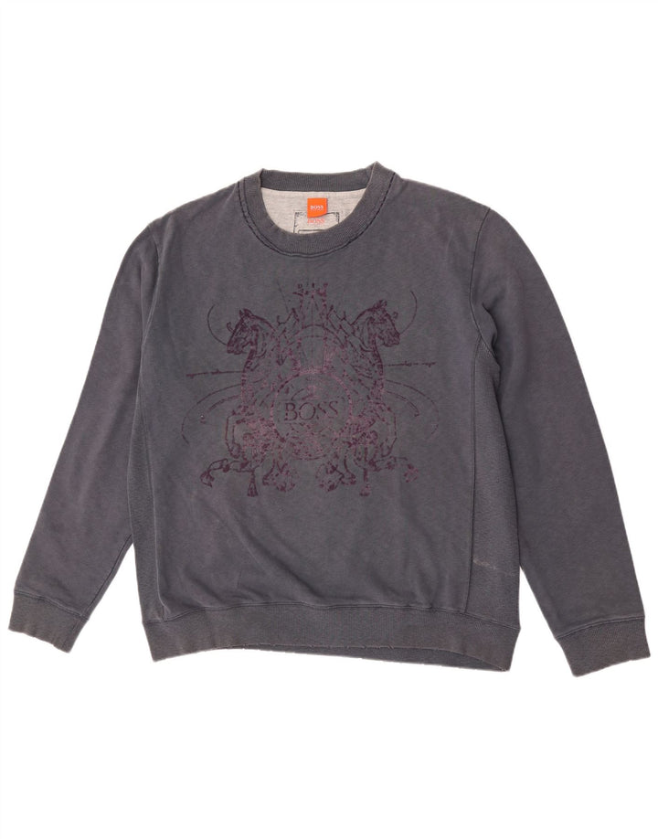 Hugo Boss Homme Graphic Sweatshirt Jumper XL Bleu Marine Coton