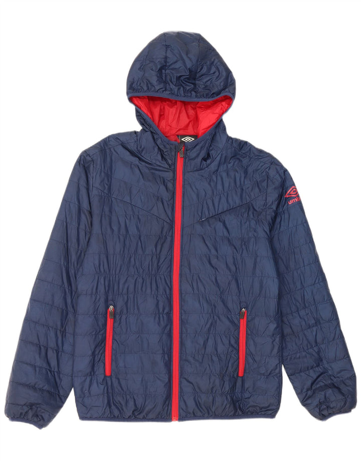 Umbro Veste matelassée à capuche pour homme UK 40 Large Bleu marine Polyester