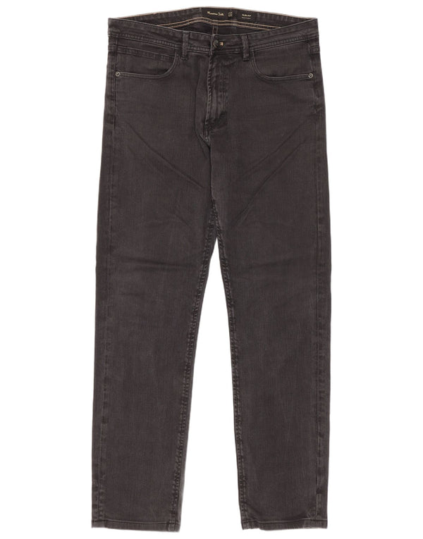 Massimo Dutti Jean slim pour homme EU 42 Large W32 L30 Gris Coton