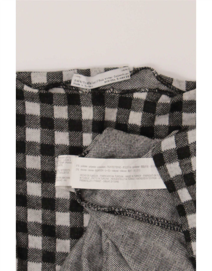 Zara Femme Trafaluc Haut Oversize Manches Longues UK 10 Petit Vichy Noir